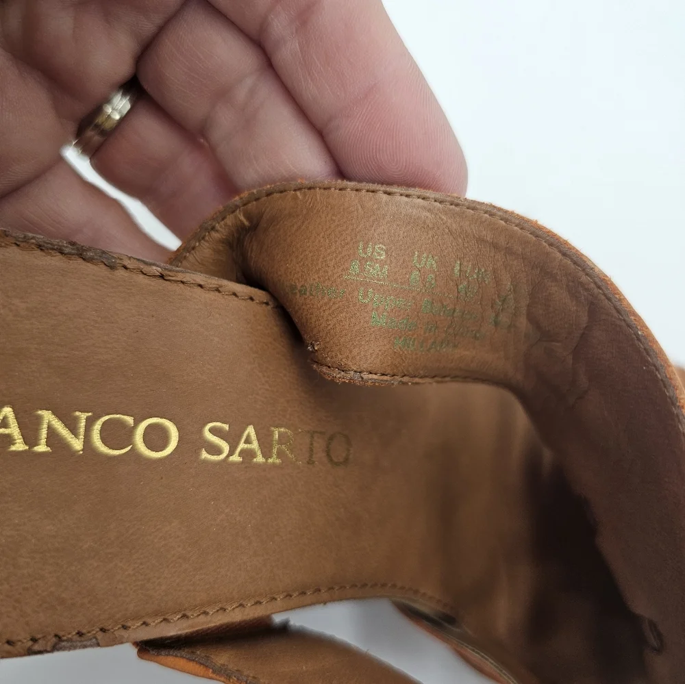 Franco Sarto Leather Strappy Open Toed Wedges sz 8.5 - Picture 5 of 5